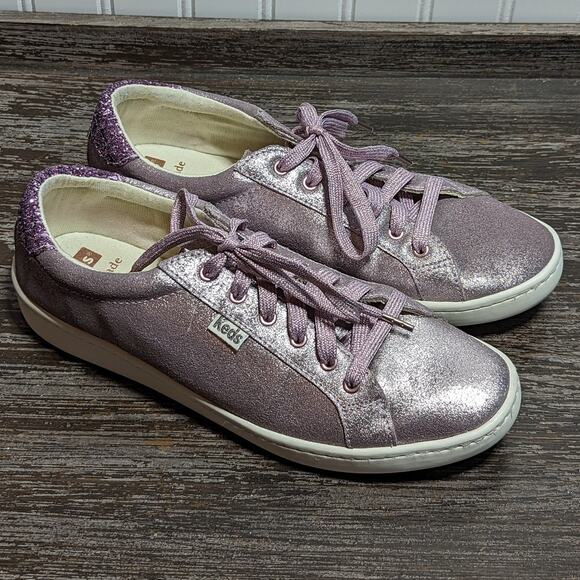 Ked's Women's Kate Spade Edition Light Purple Metallic Lace Up Sneaker Size 7.5 - Picture 1 of 6